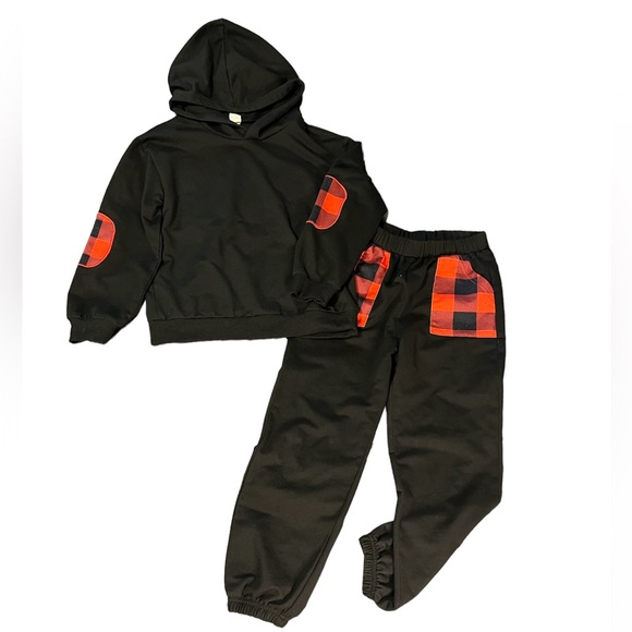 SHEIN 2-Piece Gingham Hoodie & Pocket Sweatpants - Picture 1 of 4